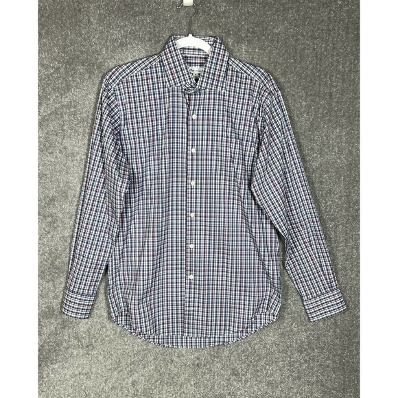 Peter Millar Crown Button Up Shirt Mens Size Medium Stretch‎ Plaid Long Sleeve - Picture 1 of 10